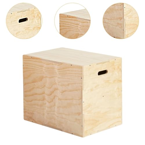 Yiju Wooden Plyo Box, Jump Training Equipment, Versatile Plyometric Jump Box, 3 in 1 for Lunges Home Gym Conditioning Dips Squats