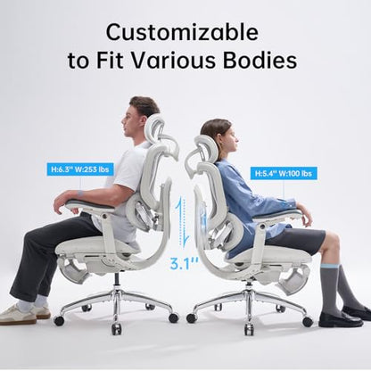 SIHOO Doro C300 Pro V2 Ergonomic Office Chair with Footrest, 2 Packs, Grey - color: Grey, size: Pack of 2