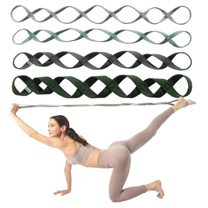 VRTX Stretch Straps for Exercise | Yoga & Pilates Stretching Bands w/ 7 Loops | Resistance Bands for Fitness Workout, Home Gym, Physical Therapy | Soft Cloth, Durable