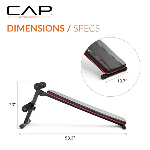 CAP Barbell Sit Up Bench – Adjustable Decline Ab Bench for Home Gym – Multi-Purpose Slant Board for Core Strength, Sit-Ups, and Full-Body Workouts