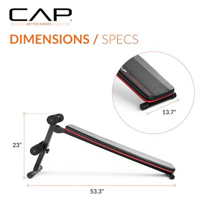 CAP Barbell Sit Up Bench – Adjustable Decline Ab Bench for Home Gym – Multi-Purpose Slant Board for Core Strength, Sit-Ups, and Full-Body Workouts