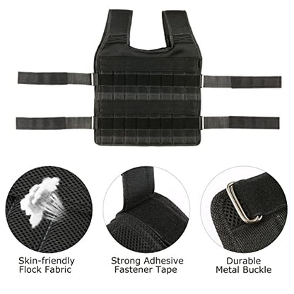 Leepesx Max Loading 15kg/35kg Adjustable Vest Weight Exercise Weight Loading Cloth Strength Training with 6kg Leg Weight 5kg Arm Weight (Empty)