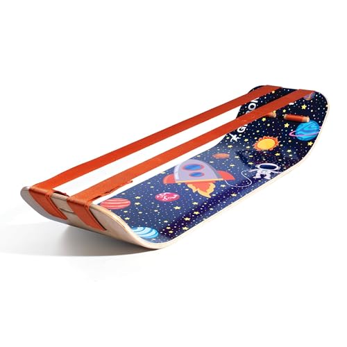 GIBBON SlackBoard - GiBoard Balance Board - Gift for Kids & Adults - 1 & 2 Line Options - Slackline Balance Trainer for Core Workouts, Standing Desk Exercise, Home Gym, Yoga & More - color: Astro Plus - 2 Line