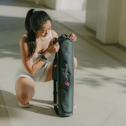 Liforme Travel Yoga mat – Patented Alignment System, Warrior-Like Grip, Non-Slip, Eco-Friendly, Ultra-Lightweight and Sweat Resistant, Made with Natural Rubber - color: Black & Gold