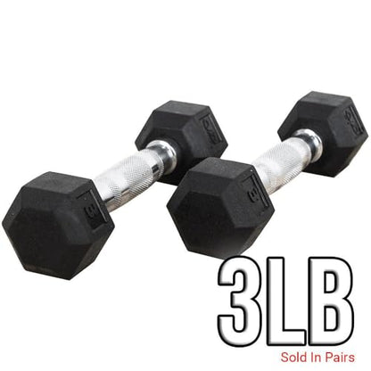 Hex Dumbbells with Rubber Coating (3-70lbs) by Valor Fitness
