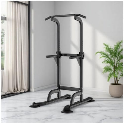 Power Tower Dip Station Pull Up Bar Freestanding Fitness Equipment Pull Up Station Gym Equipment for Home, Load-Bearing 150kg for Home Gym Strength Training,Black