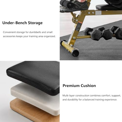 Adjustable Weight Bench with Preacher Curl & Hyper Extension, Roman Chair for Full Body Strength Training