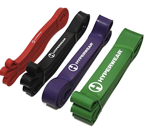 Hyperwear Heavy Resistance Bands, Super Bands Resistance Bands, Pull Up Bands, Pull Up Assistance Bands, Super Band Exercise Set of 4 Thick Bands