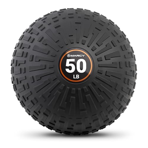 Marcy Slam Ball, 10–50 lbs Dead Weight, Non-Bounce, Sand-Filled Medicine Ball with Durable PVC Shell & Textured Grip for Slams, Tosses, Core & Full Body Training - size: 50 LB