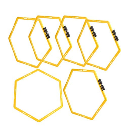 6Pcs Hexagon Agile Ring Set, Football Training Equipment, Hexagonal Step Ladder for Speed and Agility Drills, Bright Color PP Exercise Rings with Buckles for Sports
