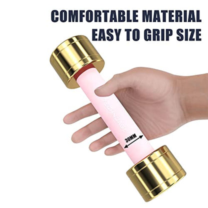 TECHNOAGE Round Dumbbell Sets with Steel Handle, Odorless Neoprene rubber Handle Cover - color: Pink-6PC