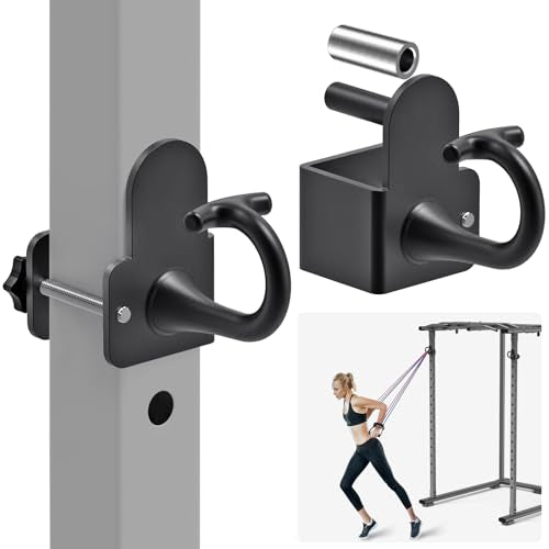 Kipika Anchor for Resistance Bands Fits 2" x 2" Power Rack with 5/8" or 1" Hole - Heavy Duty Steel Hooks with Rubber Pads for Home Gym Workouts, Strength Training,and Physical Therapy Exercise, 2 Pack - color: for 2" x 2" Power Rack with 5/8" or 1" Hole