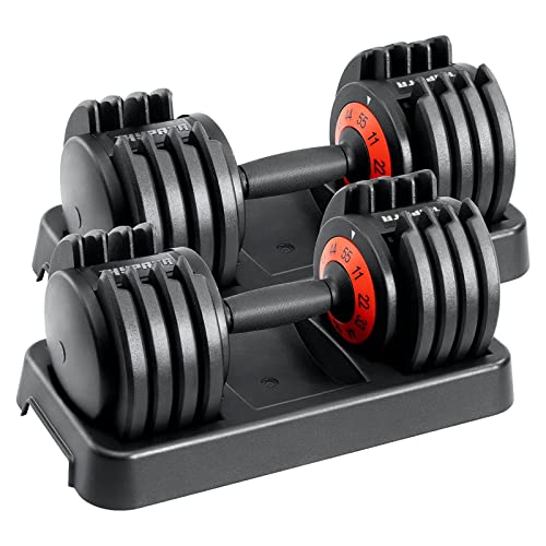 25/50/55 lbs Pair Adiustable Dumbbell Set, Adiust Dumbbell Weight for Exercises Pair Dumbbells for Men and Women in Home - color: 55LBS Pair