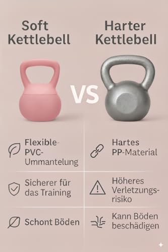 4kg Soft Kettlebell for Women, Non-Slip PVC Coated Home Fitness Weight for Pilates, Strength Training & Full-Body Workouts (Pink)