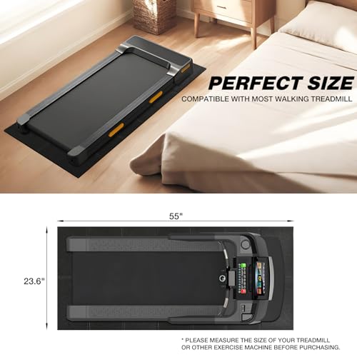 Walking Pad Mat for Carpet, Treadmill Mat for Hardwood Floor, 55"x23.6" High Density, 1/4 Thickness, Non-Slip, Foldable, Floor Protection for Treadmill pad, Elliptical, Bike, Noise Shock Absorption