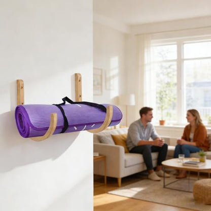 Yoga Wall Stand, Wooden Storage Rack, Fitness Organizer with Easy Install, Exercise Holder with Durable Grip, 9.84x9.06inch Gym Accessory, Home Fixture for Resistance Band Storage
