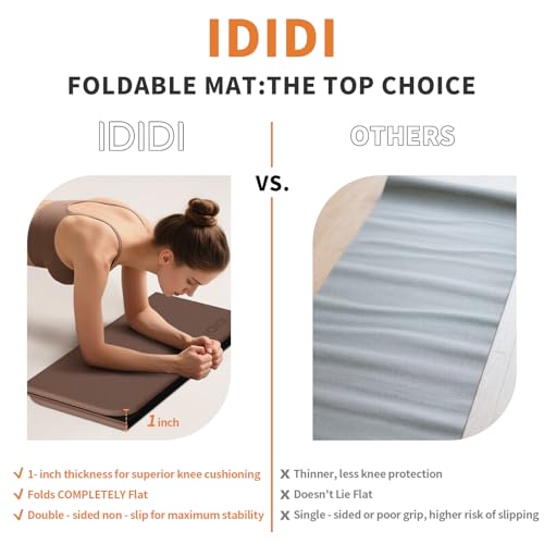 Foldable Exercise Pad for Gym or Home Use, (1.2" x 14"x 24"）Extra Thick and Wide Multi-Functional Knee Pad Cushion & Push Up Mat for Man Woman Kids, Non-Toxic POE Kids Yoga Mat, Lightweight Elbow Cushion for Yoga, Pilates