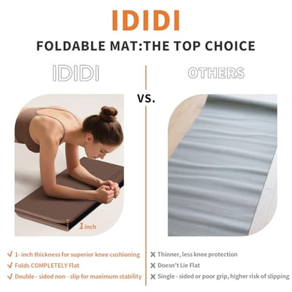 Foldable Exercise Pad for Gym or Home Use, (1.2" x 14"x 24"）Extra Thick and Wide Multi-Functional Knee Pad Cushion & Push Up Mat for Man Woman Kids, Non-Toxic POE Kids Yoga Mat, Lightweight Elbow Cushion for Yoga, Pilates