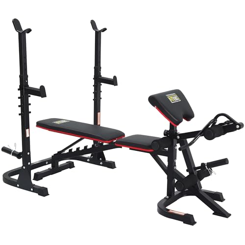 Fitvids Adjustable Weight Bench, Workout Bench for Home Gym, Adjustable Weight Bench Set Workout Machine with Leg Extension and Curl Machine