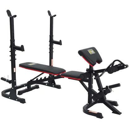 Fitvids Adjustable Weight Bench, Workout Bench for Home Gym, Adjustable Weight Bench Set Workout Machine with Leg Extension and Curl Machine