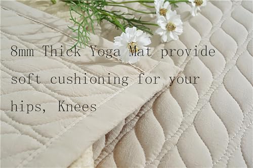 Thick Cotton Yoga Mat 100% Organic Natural Yoga Rug Fitness Rug with Bag for Exercise, Workout Washable 78.8 inches X 27.5 Inches
