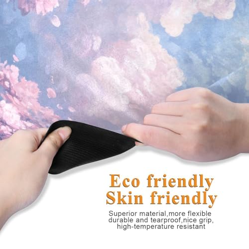 Kigai Travel Yoga Mat 71" x 24" Non Slip Natural Rubber Foldable Exercise Mat Ultra Thin 1.5mm Lightweight for Fitness, Pilates & Home Workout, Colorful Clouds