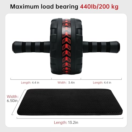 Ab Roller Wheel for Abs Workout - Core Strength Training Equipment for Home Gym with Knee Pad, Abdominal Exercise Wheel for Men and Women