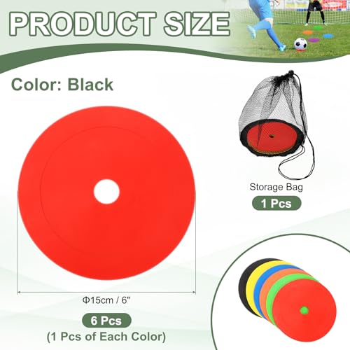 Flat Cones Spot Markers, Non-Slip Spot Marker Agility Dot Soccer Cones with Drawstring Bags - color: Red/Yellow/Orange/Green/Black/Blue