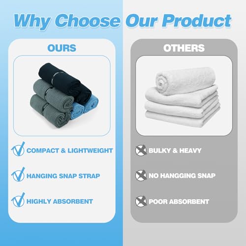 Microfiber Gym Towels with Snap Straps, Yoga Towel for Home and Gym, 16 Inch x 28 Inch, 6 Pack (Grey, 16" x 28") - color: Grey