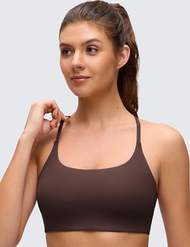 CRZ YOGA Butterluxe Twist Back Sports Bras - color: Hot Fudge Brown, size: X-Large