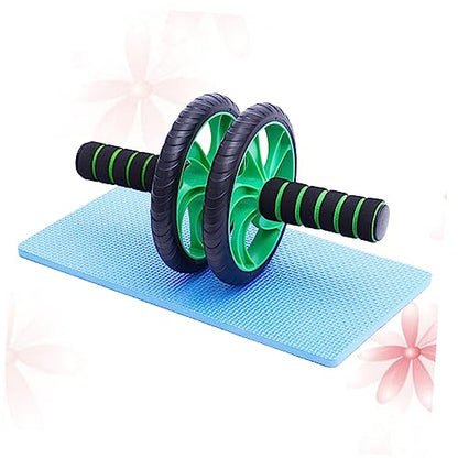 Dual-wheel Abdominal Roller Knee Pad Device for Muscle Building and Endurance Training Green
