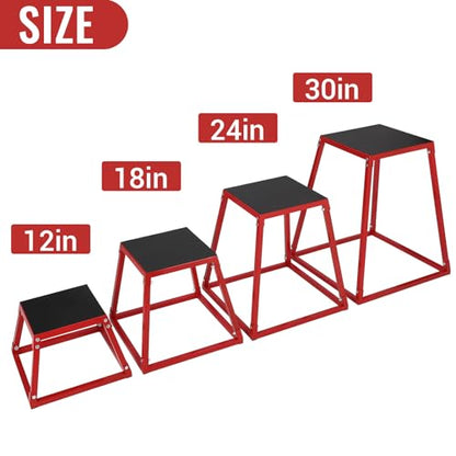 GarveeLife Plyometric Jump Box, Heavy-Duty Steel Plyo Boxes with Rubber Pad for Home Gym, Jump Platforms Step Up Box, Jump Trainers Conditioning Strength Training