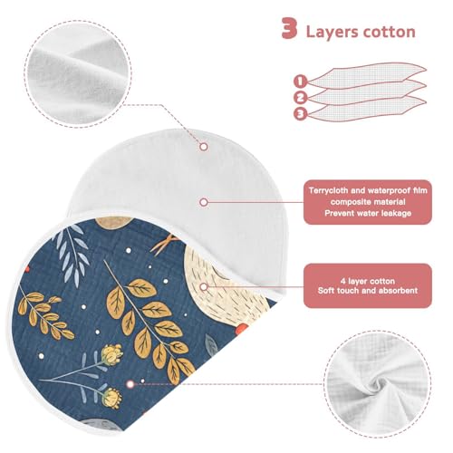Roosters Dark Blue Muslin Burp Cloths 1 Pack - Extra Large 22"x11", 4-Layer Soft Absorbent Cotton, Waterproof Backing, Baby Drool Rags for Newborn