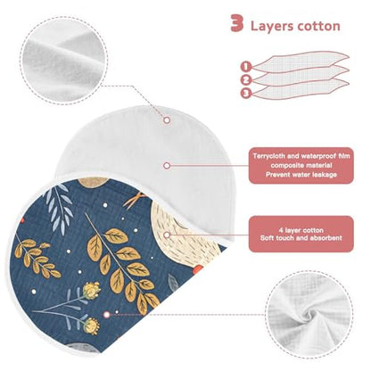 Roosters Dark Blue Muslin Burp Cloths 1 Pack - Extra Large 22"x11", 4-Layer Soft Absorbent Cotton, Waterproof Backing, Baby Drool Rags for Newborn