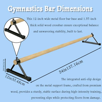 Gymnastics Pirouette Bars,Floor Bar Gymnastics for Handstands Trainings,Secure Non Slip Wooden Gymnastics Bar for Gymnast Training,Gymnastics Pirouette Bar for Youth Gymnastics Training