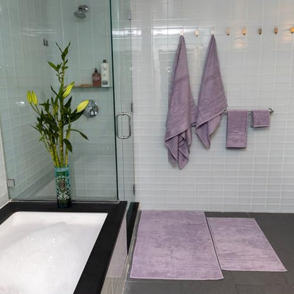 Mosobam Turkish Bath Towels, 4 Pack, 30 x 58 in, 700 GSM, Lavender Aura - color: Lavender Aura, size: Bath Towels, Set of 4