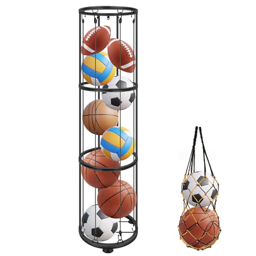 3 Layer Ball Storage Rack Vertical Wall Mount, Garage Basketball Holder
