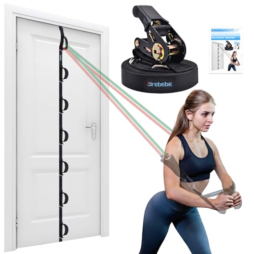 Upgrade Door Anchor Strap for Resistance Bands Exercise, Multi Points Anchor Straps with 7 Loops+ 7 D Rings, Home Gym Workout Equipments with Ratchet Adjust Tighten Straps Not Loose, Sturdy - style: Only Door Anchor