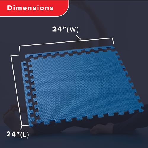 We Sell Mats 1/2 Inch Thickness Multipurpose EVA Foam Floor Tiles, Interlocking Floor Mat for Indoor Gym and Home Use, 24 in x 24 in, Blue, 100 Square Feet (25 Tiles)