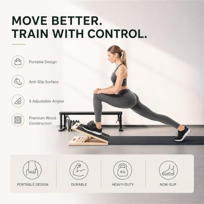 in Motion - Adjustable Slant Board for Calf Stretching - Portable 5-Angle Stretch & Mobility Board for Strength Training - for Calf Raises, Foot Strengthening & Incline Squat Wedge Exercises