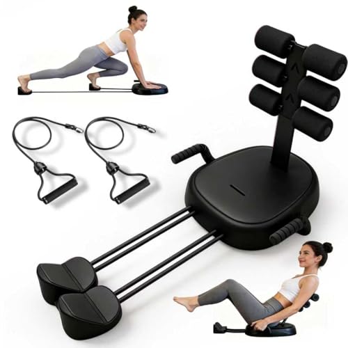 Ab Crunch Machine, Portable Sit Up Exercise Equipment with Resistance Band, Ab Core Workout Home Equipment for Stomach, 200LBS Weight Capacity - color: Black