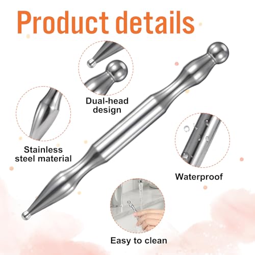 Tmj Pen Acupressure Face Stick Fascia Tool Acupuncture Pen Fascia Stick Facial Reflexology Tools Massage Pens for Face Body Point (Silver)