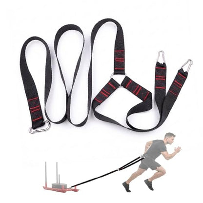 Heavy-Duty Sled Pulling Strap, Tire Dragging Pull Strap for Sled Training, Strength & Conditioning Workouts, Compatible with Harnesses & Belts