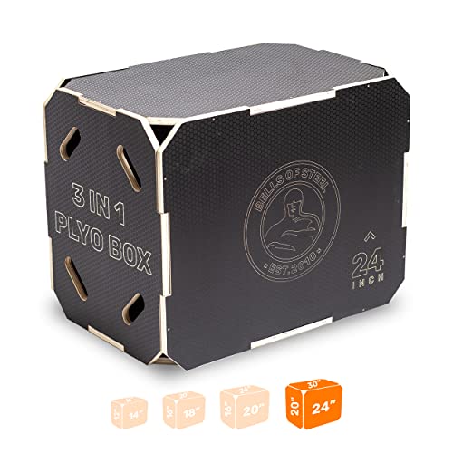 Plyo Box [Bells of Steel] Plyometric Box, 3-in-1, Anti-Slip, Wooden Step up Box for Workout, Jumps, Squats, Step-Ups, Knee-ups - style: L:30x24x20
