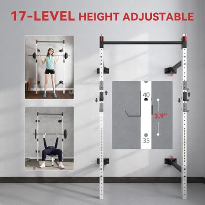 Soozier Adjustable Weight Bench with Dumbbell Rack Wooden Gym - color: White