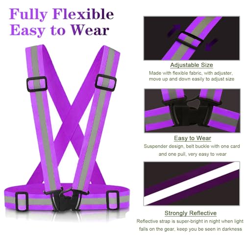 Reflective Vest Running Gear, 2-10Pack High Visible Safety VES - color: Blue+Purple