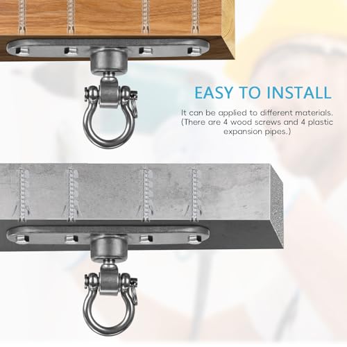 Swing Hanger Heavy Duty Anti-Rust 180° & 360° Bearings1500 lb Capacity Smooth Rotation for Indoor Outdoor Swing Chairs, Hammocks, Playgrounds, Yoga - size: Size 2