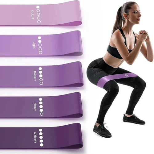 5-Pack TPE Resistance Loop Bands for Glute and Leg Workout with Gradient Colors - color: Purple
