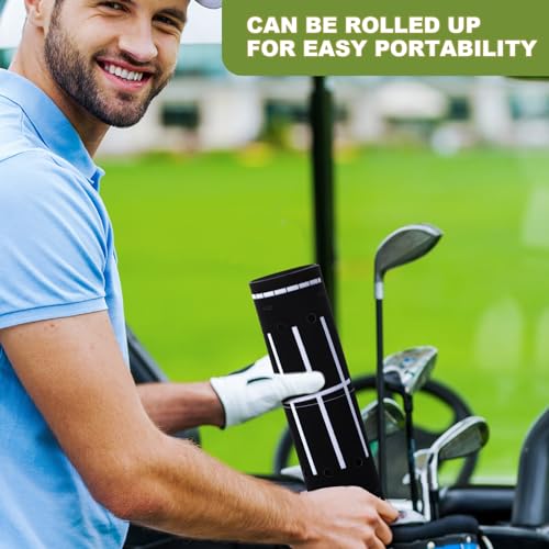 Golf Putting Mats Practice Indoor 30 x 8.27 Inch Golf Putting Practice Training Aid Alignment Track Green Mat Exercise Putter Training Supplies - color: Black