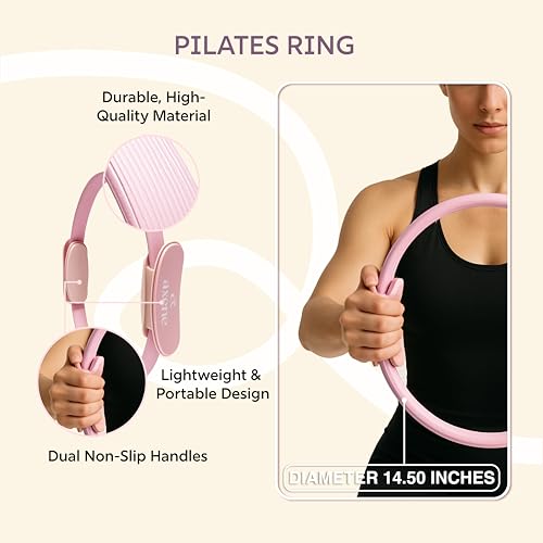 Axene Pilates Ring Kit for Home Workouts – 14" Magic Circle, Pilates Equipment Set for Women | Resistance Bands, Core Sliders, Non-Slip Socks, Bilingual Guide & Carry Bag